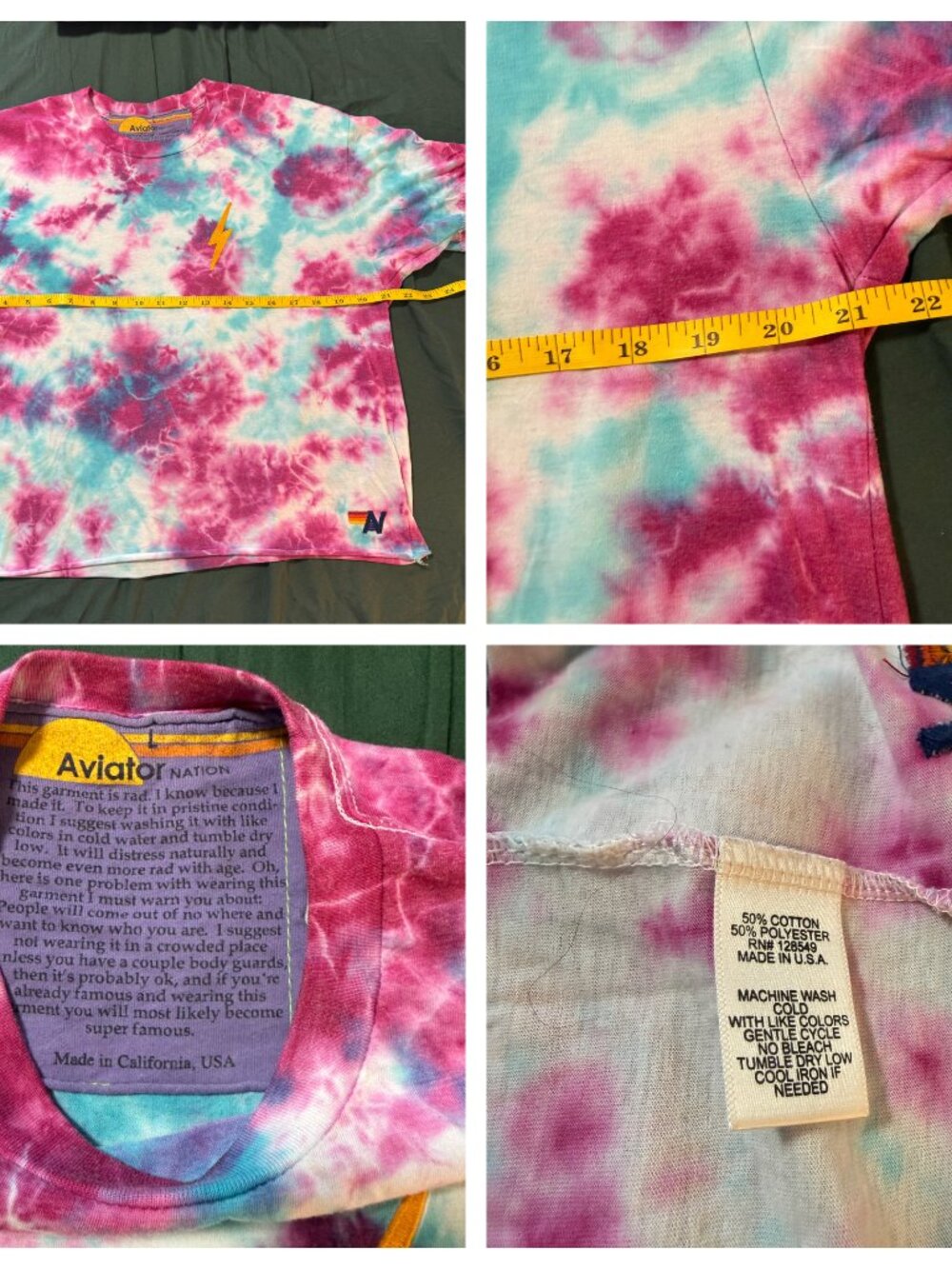 Aviator Nation Tie Dye 3-Pc Bundle Set S M L + NYC Brooklyn Tote & 2 Koozies - Picture 12 of 13